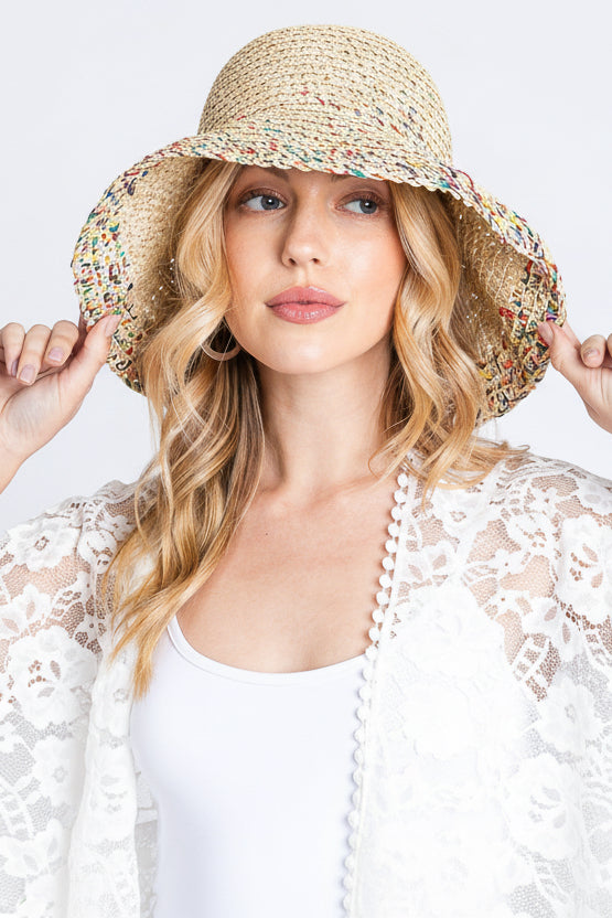 RAFFIA CARNIVAL SAND MULTI COLOR BUCKET HAT