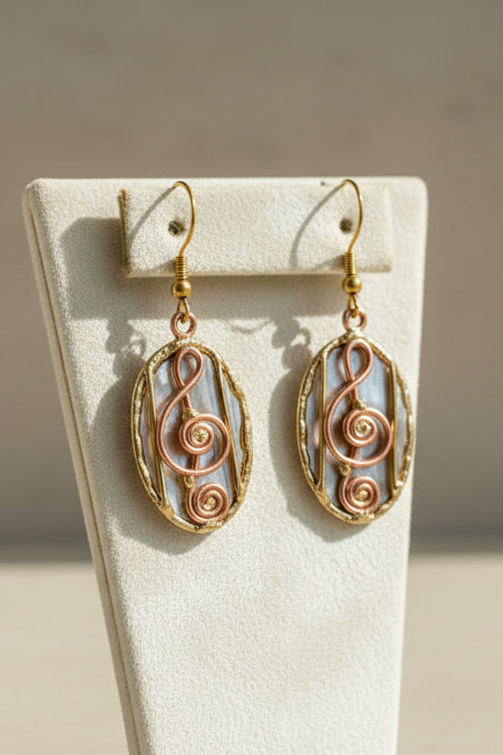 Songbird mixed metal music note earrings