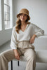 Ivory paper straw scalloped bucket hat