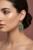 Blue green patina oval earrings styled