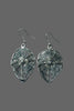 Silvertone basketweave tear drop earrings close up