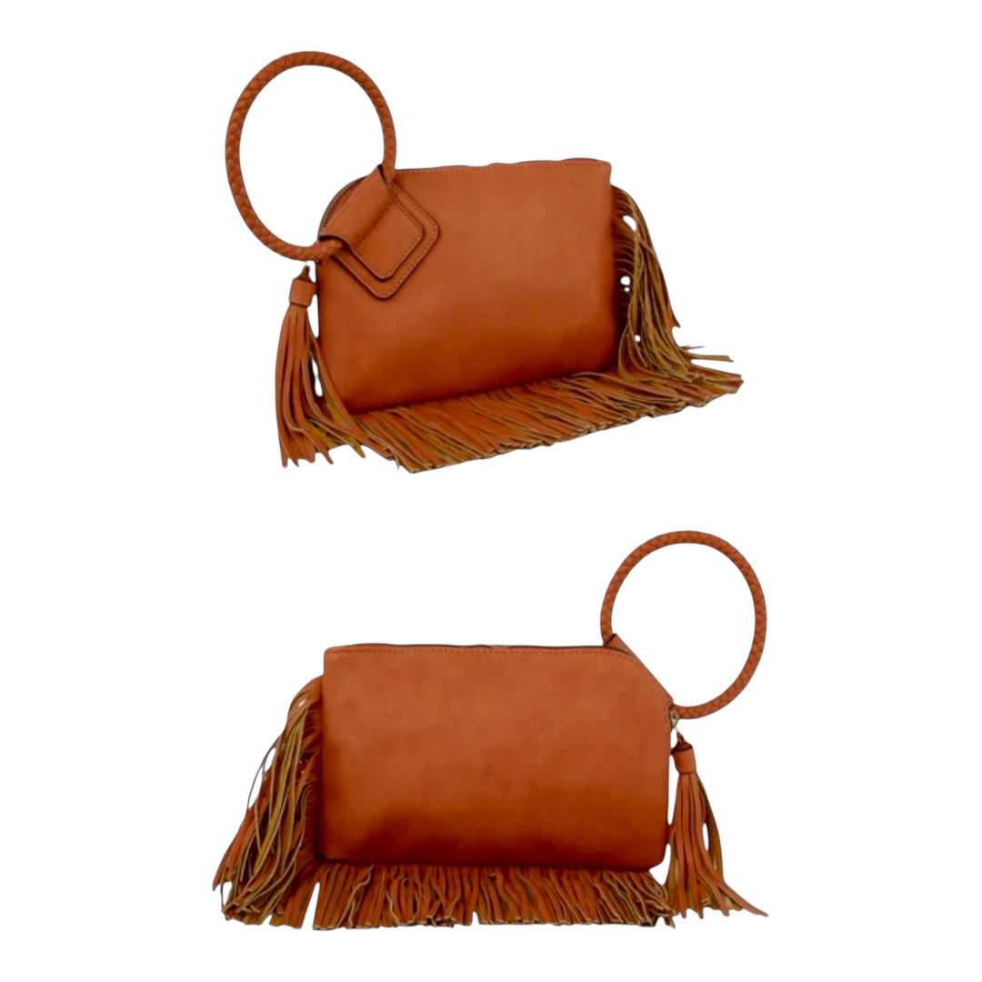 CITY FRINGE CUFF TASSEL WRISTLET CLUTCH PURSE