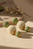 Raffia cotton and wood three piece earrings
