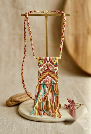 Handmade multi-colored woven necklace