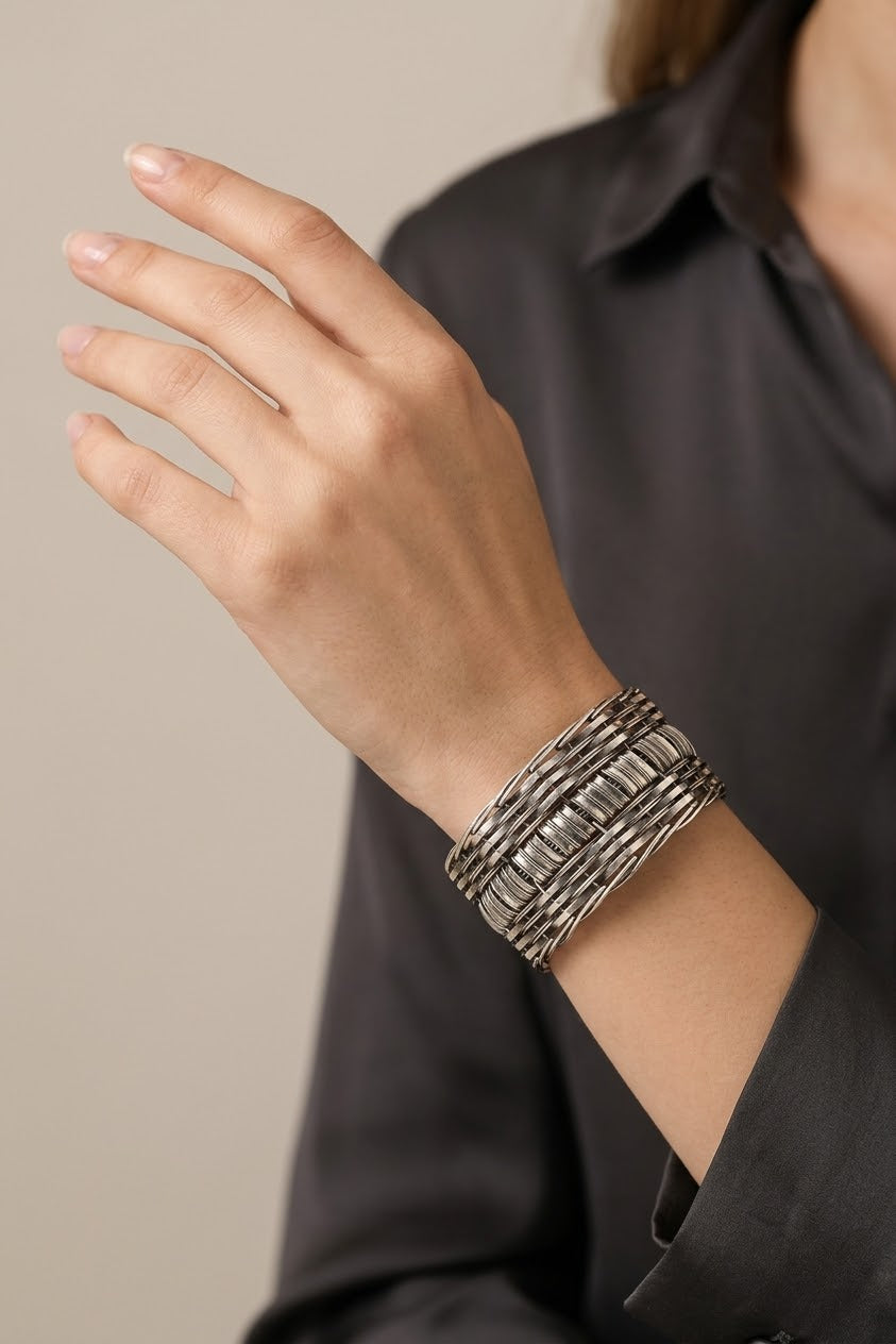 Silver Weave Luxe Cuff Bracelet