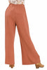 Pin tuck elastic waist wide leg pants