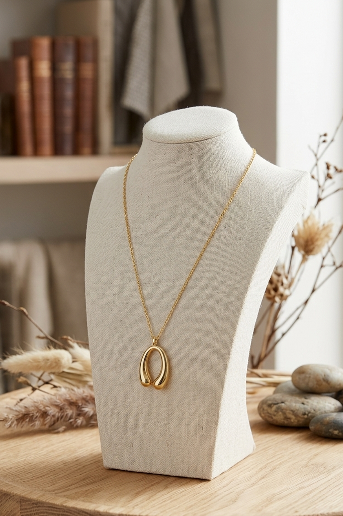 Gold-dipped crescent drop pendant necklace