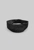 Black wooden square buckle braided belt on model