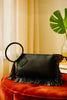 Vegan leather tassel wristlet purse