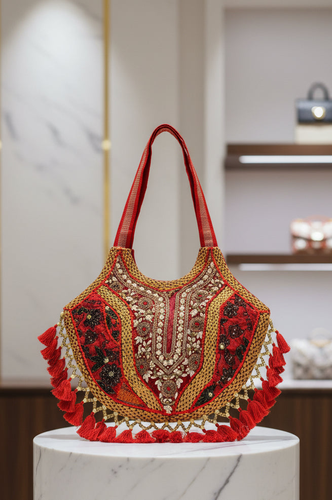Handcrafted Embroidery Beaded Banjara Boho Shoulder Bag