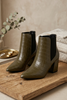 The Valentina croc embossed block heel ankle boots