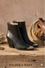 Western etched silver-tip noir block heel boot