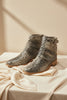 Frontier Fang gray snake print cutout ankle boots