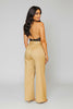 Belted luxe flare high-waisted pants