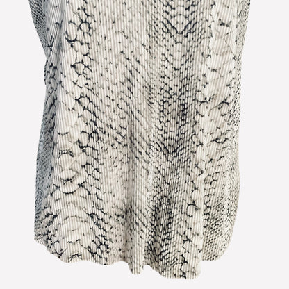 PYTHON CHIC PLISSE BLACK & CREAM SNAKE PRINT HALTER TOP