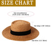 Wide brim ribbon straw hat side view
