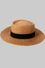 Wide brim straw hat with ribbon detail