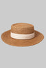 Wide brim straw hat with grosgrain ribbon