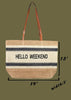 Straw braided weekend tote bag with shoulder strap