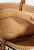 Hello weekend straw braided tote, carried over shoulder