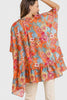 Open-front floral kimono with side slits