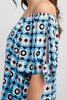Bold grid print off-the-shoulder top