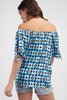 Geometric print off-shoulder top back view