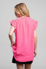 Ruffled chiffon button-down blouse