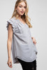 Chiffon ruffle button-down top product shot