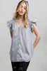 Chiffon button-down top with feminine ruffles