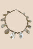 Freshwater pearl and shell necklace in sterling silver