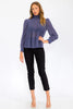 Lustre high neck shimmer blouse