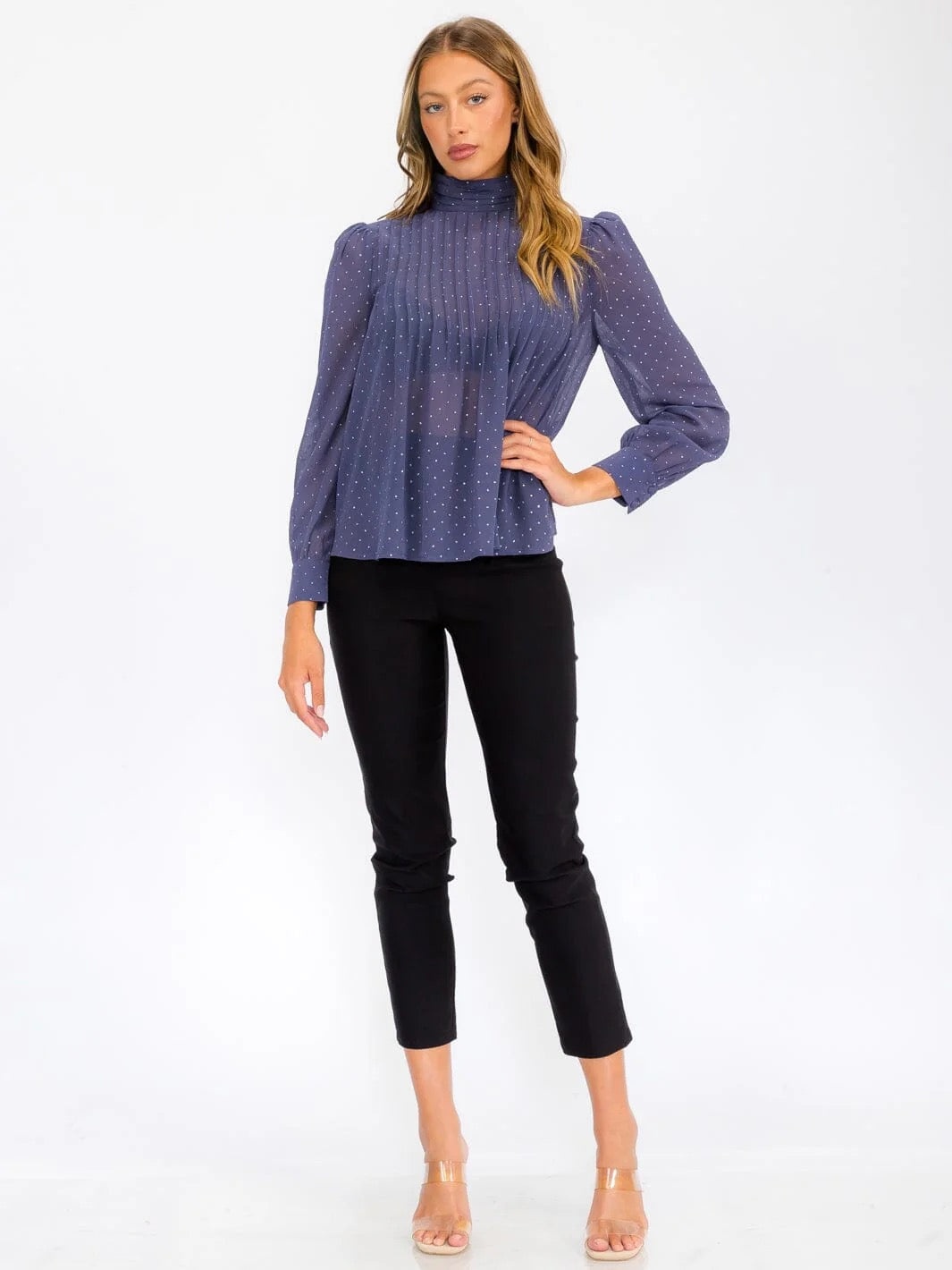 Lustre Highneck Shimmer Blouse