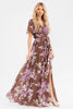 Violet surplice maxi dress with flowing skirt