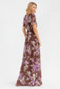 Violet floral maxi dress with self-tie waist