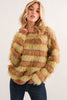 Fuzzy stripe pullover sweater front view
