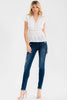 White cotton eyelet ruffle sleeve peplum top