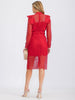 Long sleeve V-neck midi lace dress