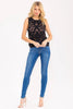 Crochet lace tank top with open-weave design