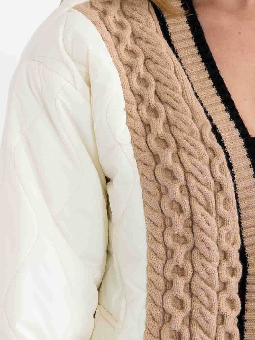 Quilt & Cable Knit Puffer Cardigan