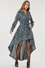 The Selene dress with high-low hem and waist belt