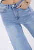 Raw hem wide leg cotton-spandex jeans