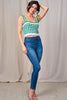 Open-weave crochet crop tank in acrylic