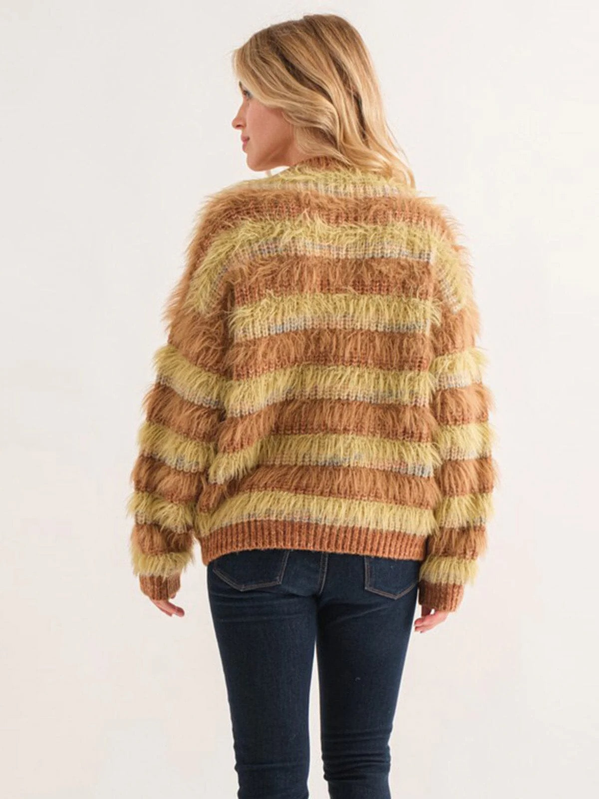 Honey Haze Fuzzy Stripe FUPullover Sweater