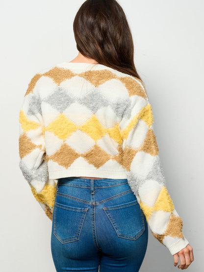 Amber Argyle Diamond Cropped Pullover Sweater