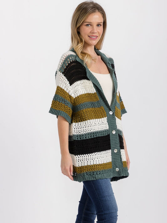 Terra Oversized Stripe Knit Cardigan