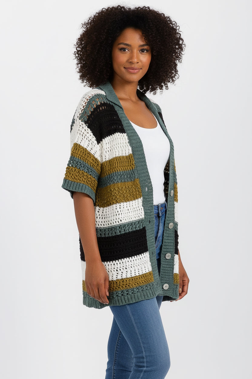 Terra Oversized Stripe Knit Cardigan