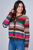 Multi-color striped button-front cardigan styled