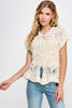 Isla ruffle crochet lace-up sweater vest top