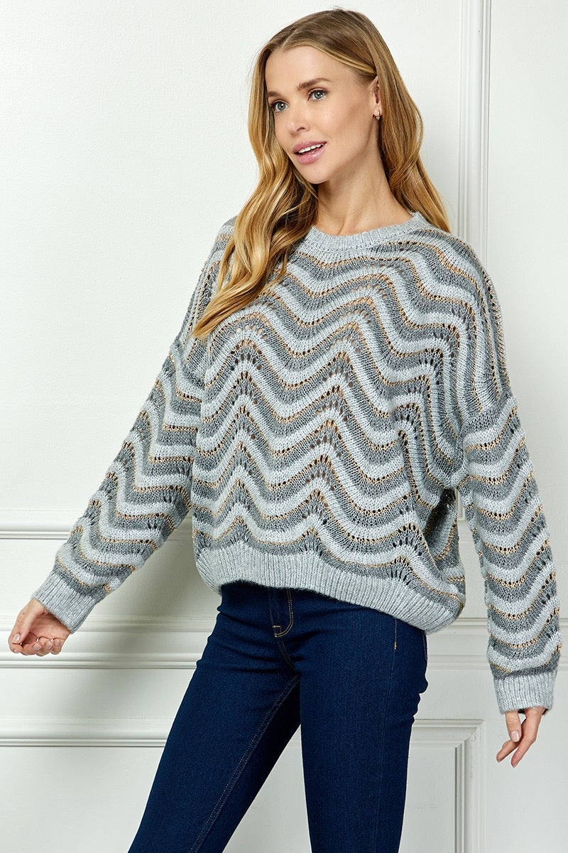 Zen Wave Striped Oversize Sweater